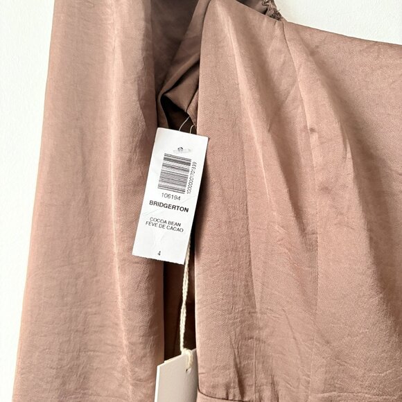 Aritzia Wilfred Bridgerton Satin Midi Dress NWT Cocoa Bean Brown Size 4 - Picture 8 of 10